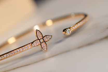 [⭐Hevara Jewelry]IDYLLE GOLD OPEN BRACELET DIAMOND PAVED