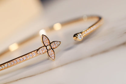 [⭐Hevara Jewelry]IDYLLE GOLD OPEN BRACELET DIAMOND PAVED
