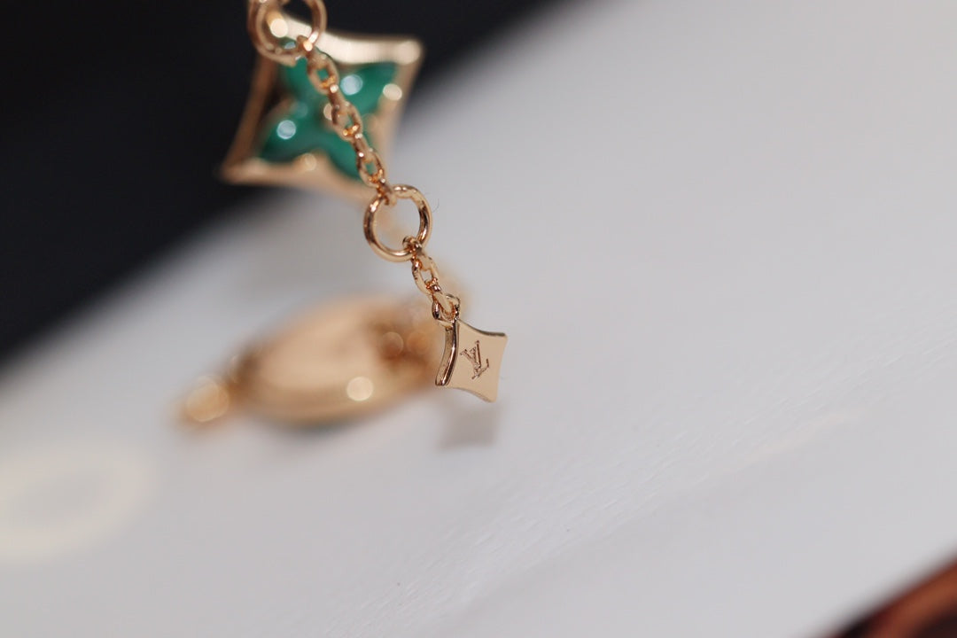 [⭐Hevara Jewelry]STAR AND SUN 4 MOTIF PINK GOLD MALACHITE BRACELET