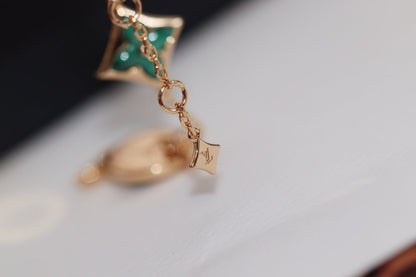 [⭐Hevara Jewelry]STAR AND SUN 4 MOTIF PINK GOLD MALACHITE BRACELET