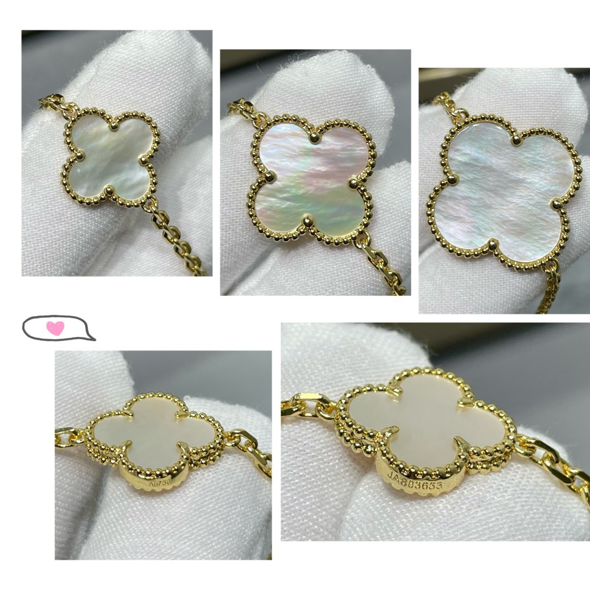 [⭐Hevara Jewelry]CLOVER 16 MOTIF WHITE MOP GOLD NECKLACE