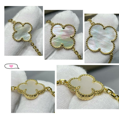 [⭐Hevara Jewelry]CLOVER 16 MOTIF WHITE MOP GOLD NECKLACE