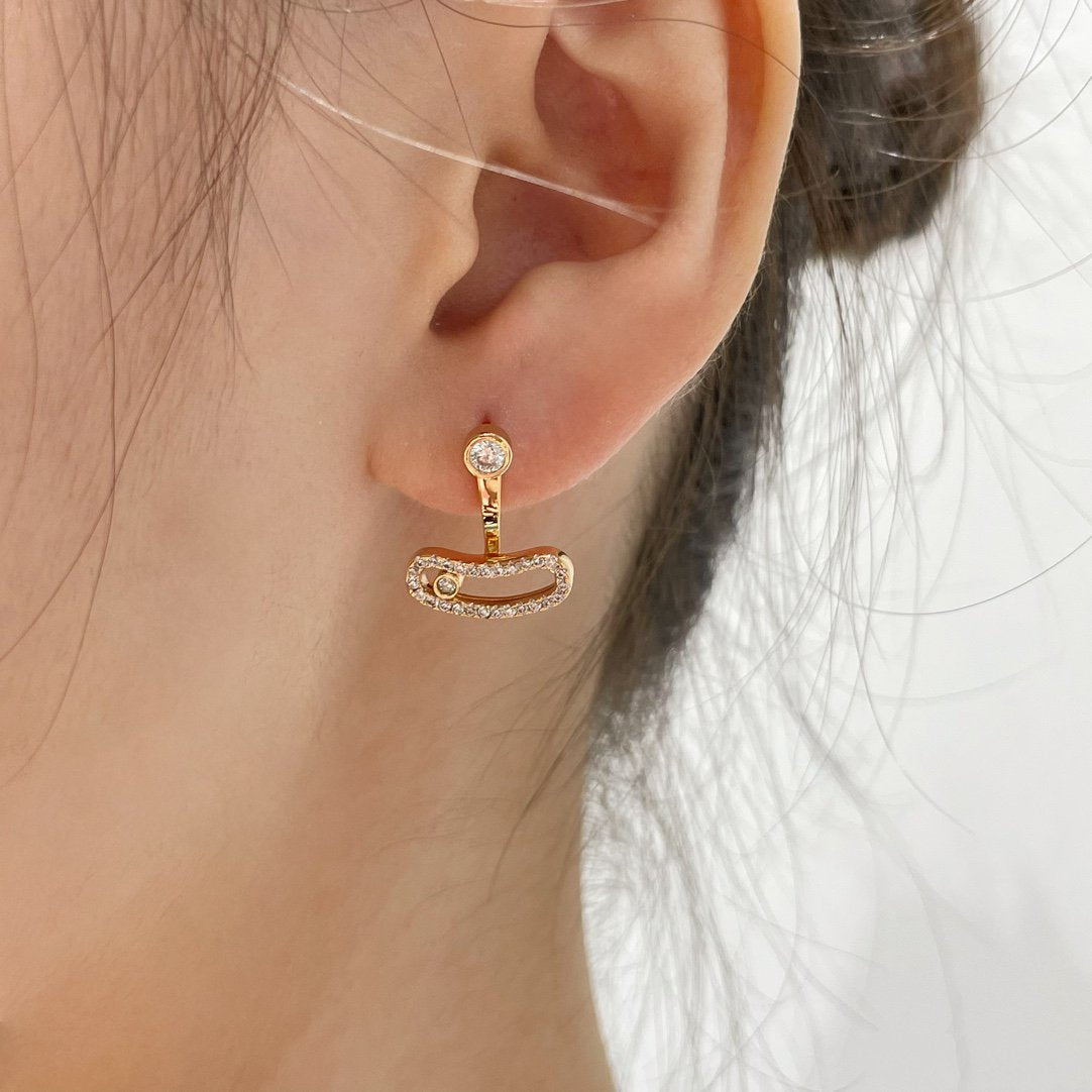 [⭐Hevara Jewelry]MOVE UNO PINK GOLD DIAMOND EARRINGS
