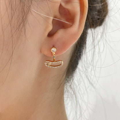 [⭐Hevara Jewelry]MOVE UNO PINK GOLD DIAMOND EARRINGS
