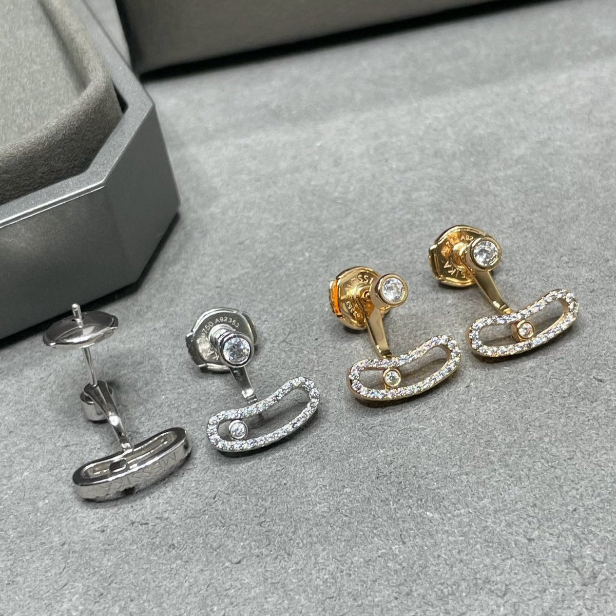 [⭐Hevara Jewelry]MOVE UNO PINK GOLD DIAMOND EARRINGS