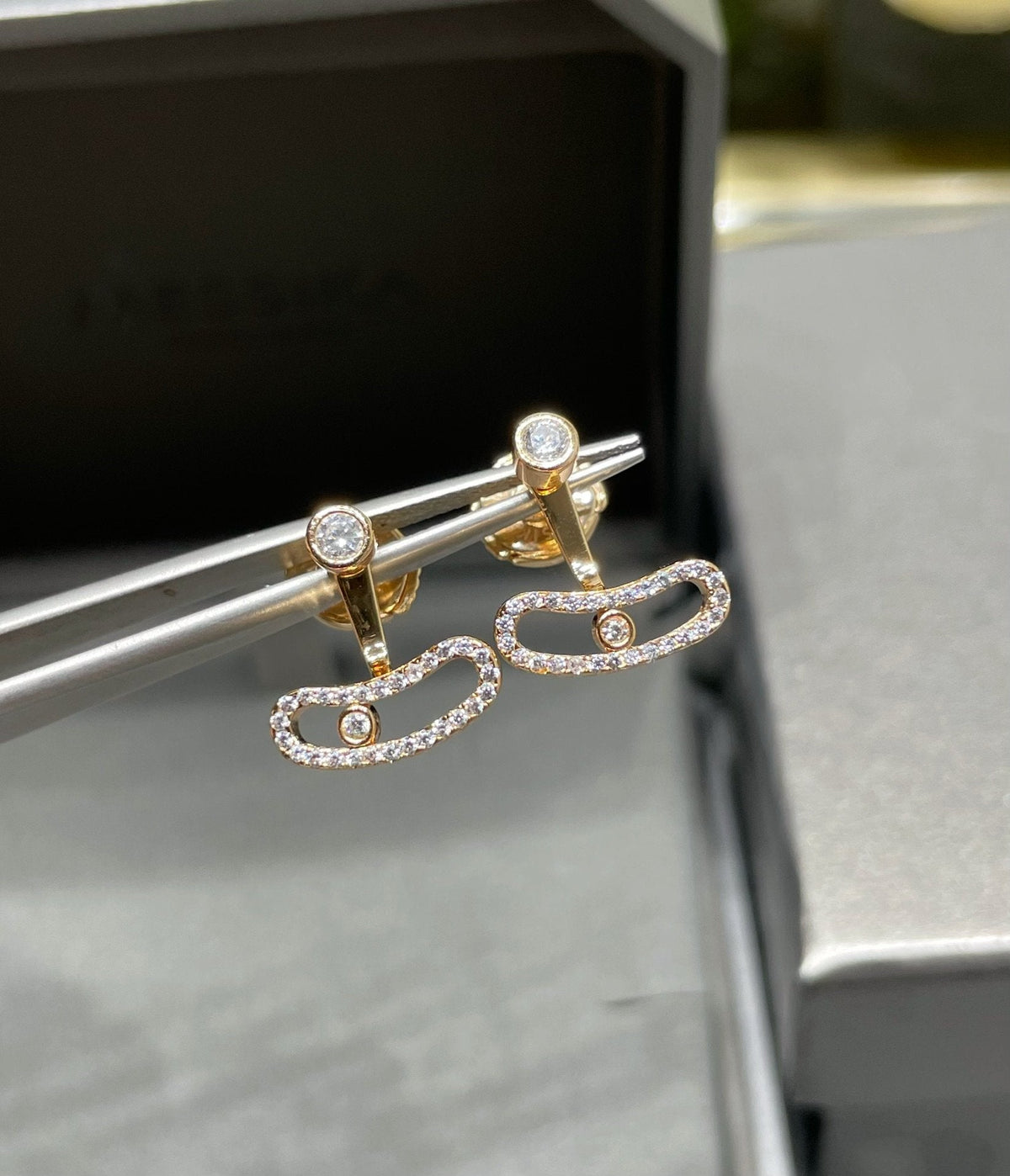 [⭐Hevara Jewelry]MOVE UNO PINK GOLD DIAMOND EARRINGS