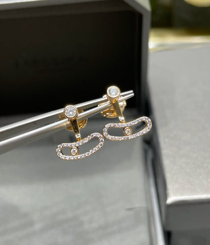 [⭐Hevara Jewelry]MOVE UNO PINK GOLD DIAMOND EARRINGS