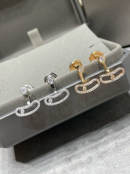 [⭐Hevara Jewelry]MOVE UNO PINK GOLD DIAMOND EARRINGS