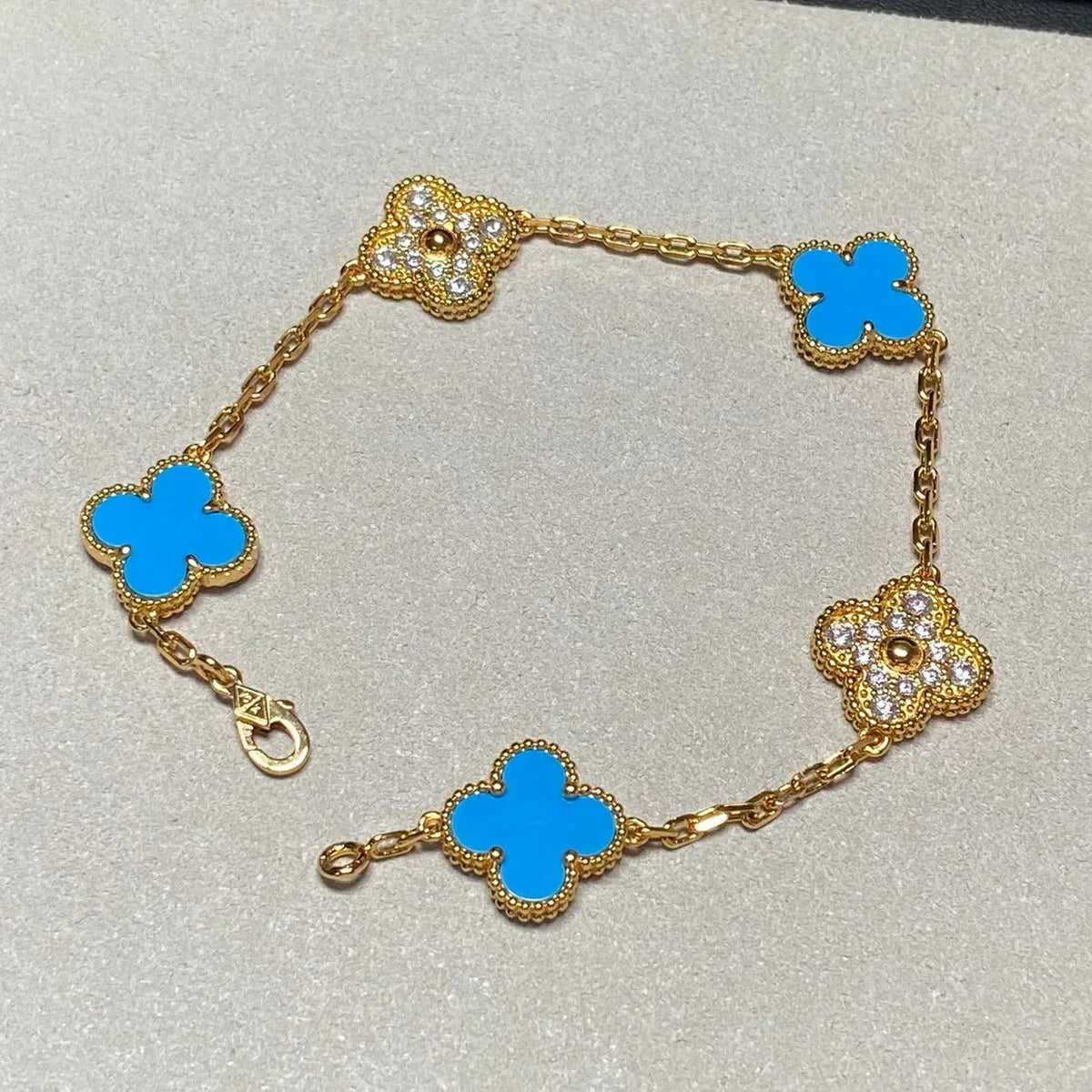 [⭐Hevara Jewelry] CLOVER 5 MOTIF BLUE AGATE BRACELET COLLECTION