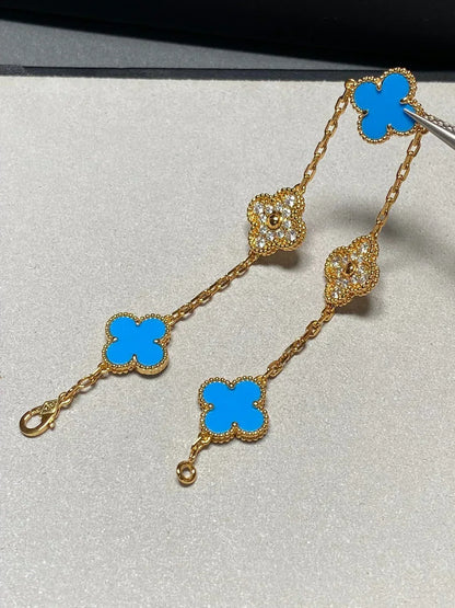 [⭐Hevara Jewelry] CLOVER 5 MOTIF BLUE AGATE BRACELET COLLECTION