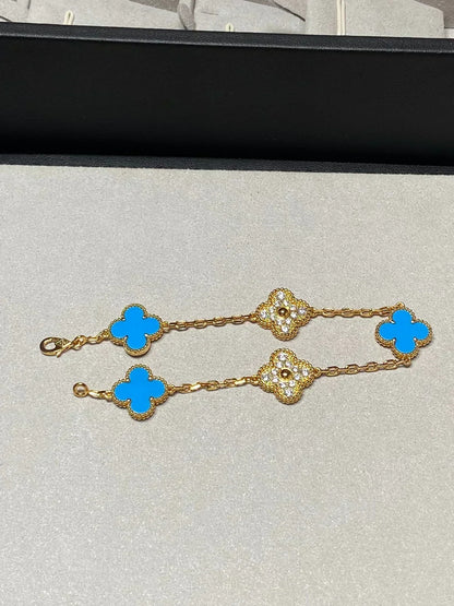 [⭐Hevara Jewelry] CLOVER 5 MOTIF BLUE AGATE BRACELET COLLECTION