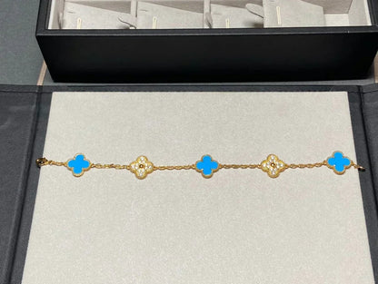 [⭐Hevara Jewelry] CLOVER 5 MOTIF BLUE AGATE BRACELET COLLECTION