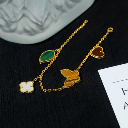 [⭐Hevara Jewelry]LUCKY SPRING 5 MOTIF GOLD BRACELET