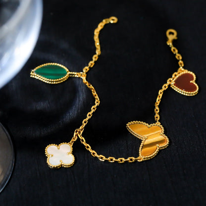 [⭐Hevara Jewelry]LUCKY SPRING 5 MOTIF GOLD BRACELET