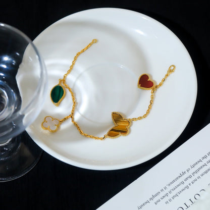 [⭐Hevara Jewelry]LUCKY SPRING 5 MOTIF GOLD BRACELET