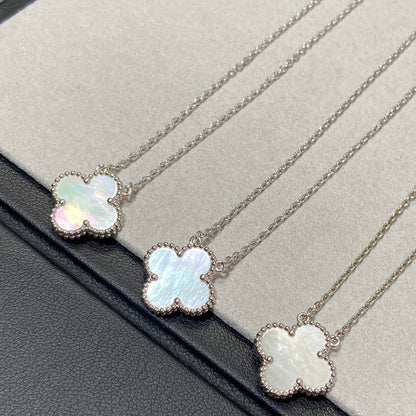 [⭐Hevara Jewelry]CLOVER MEDIUM SILVER WHITE MOP NECKLACE