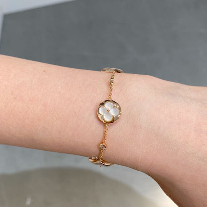 [⭐Hevara Jewelry]STAR AND SUN 4 MOTIF WHITE MOP PINK GOLD BRACELET