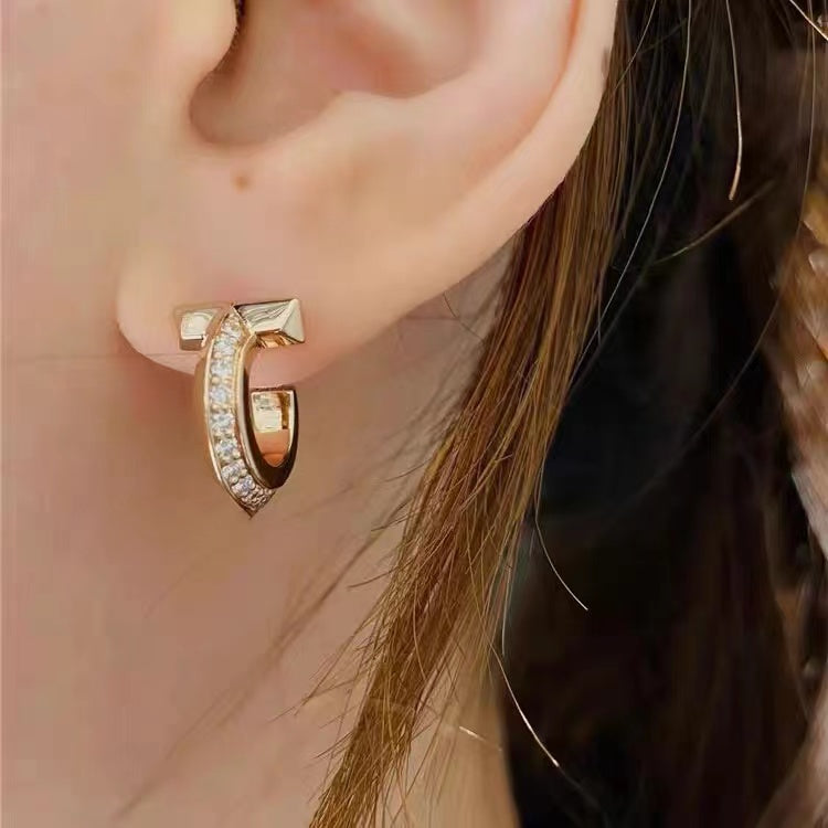 [Hevara Jewelry]T1 HOOP DIAMOND EARRINGS