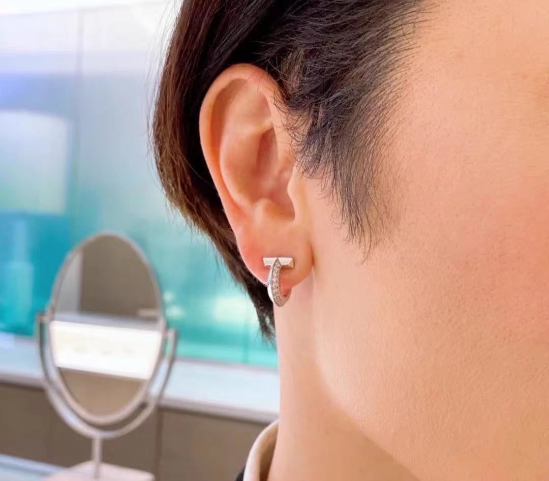 [Hevara Jewelry]T1 HOOP DIAMOND EARRINGS