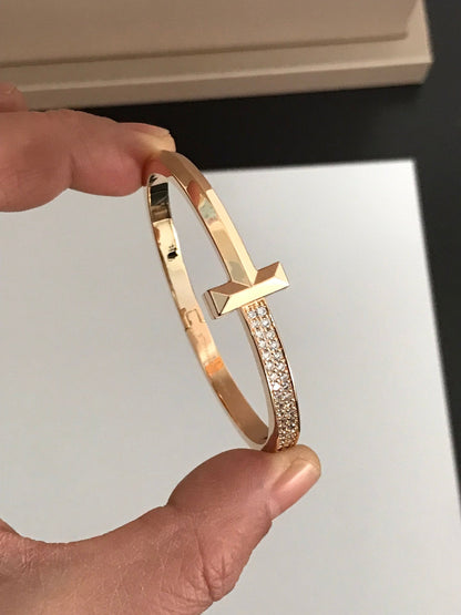 [Hevara Jewelry]T1 WIDE DIAMOND HINGED BANGLE PINK GOLD