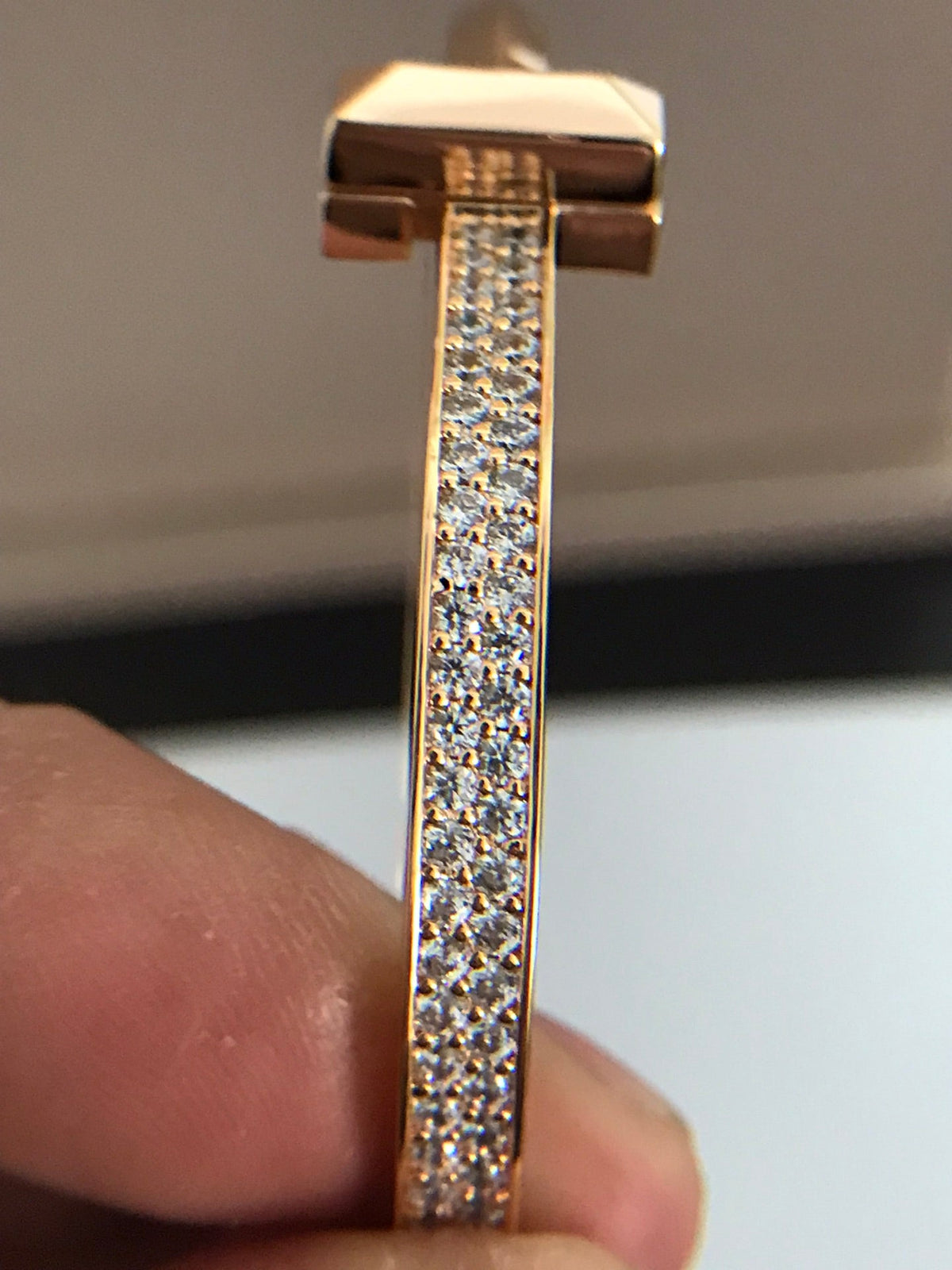 [Hevara Jewelry]T1 WIDE DIAMOND HINGED BANGLE PINK GOLD