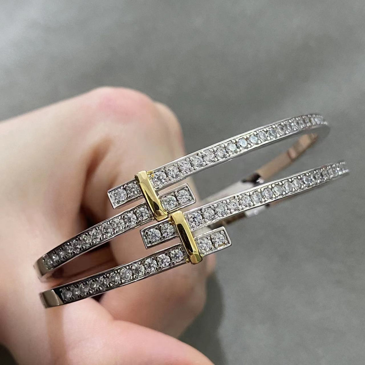 [Hevara Jewelry]EDGE DIAMOND GOLD SILVER BRACELET