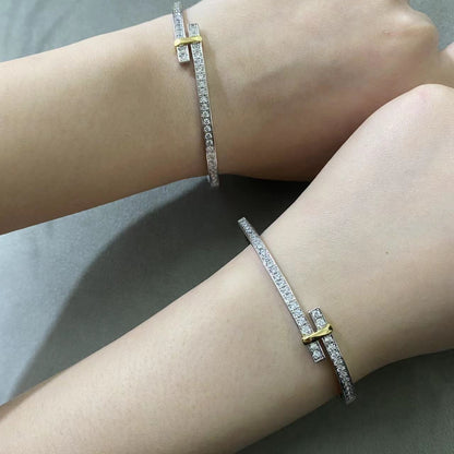 [Hevara Jewelry]EDGE DIAMOND GOLD SILVER BRACELET