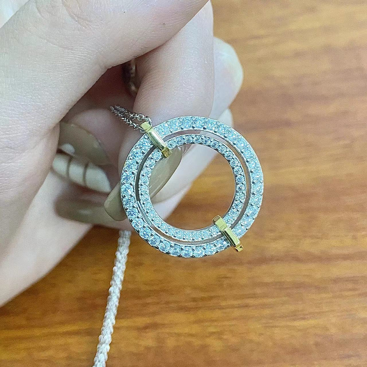 [Hevara Jewelry]EDGE DIAMOND GOLD SILVER NECKLACE