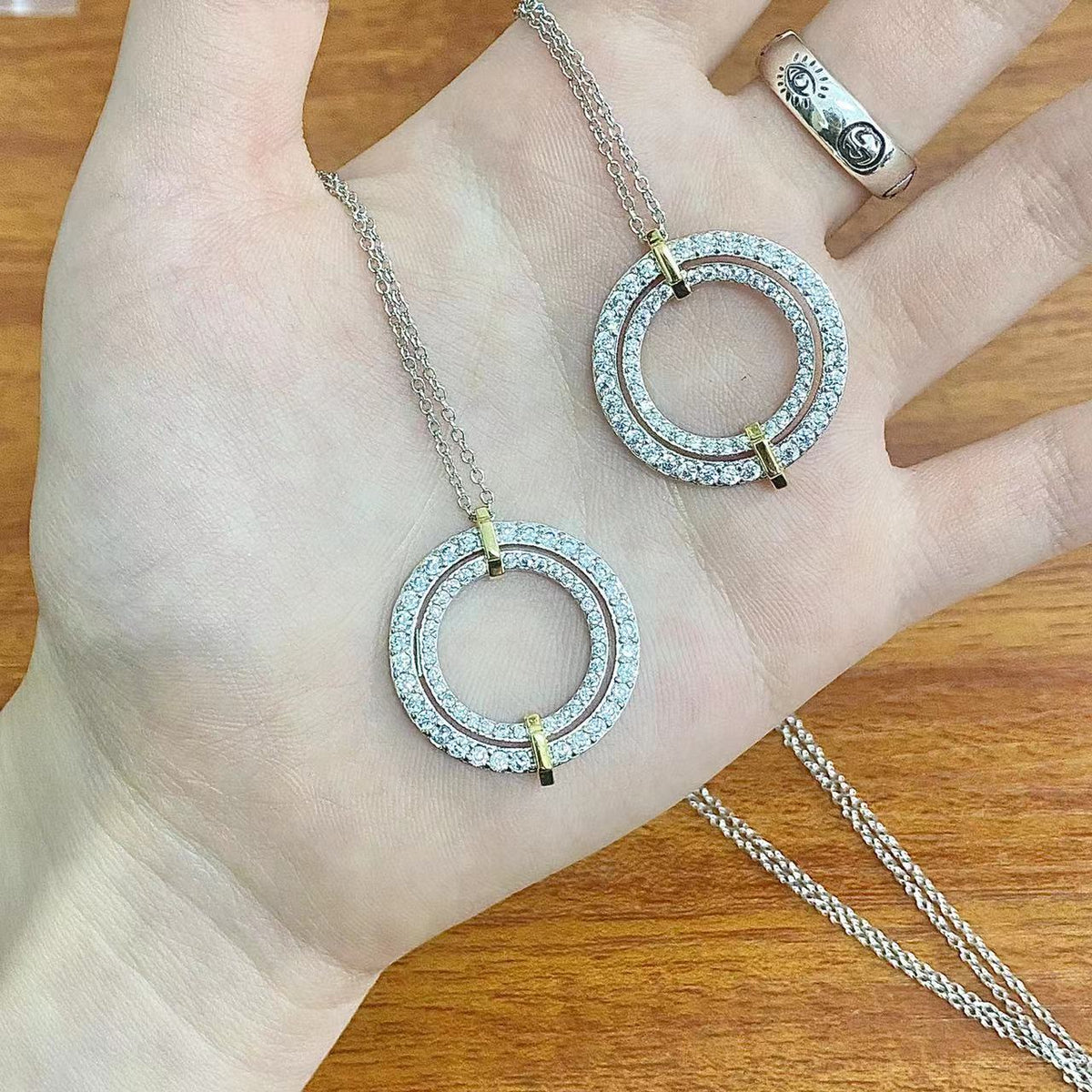 [Hevara Jewelry]EDGE DIAMOND GOLD SILVER NECKLACE