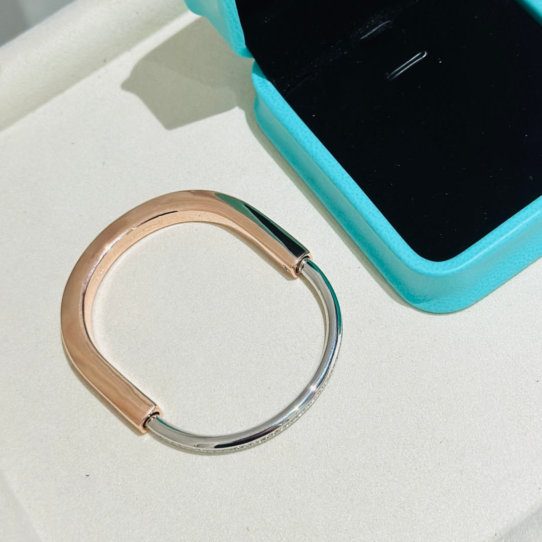 [Hevara Jewelry]LOCK PINK GOLD SILVER DIAMOND BRACELET