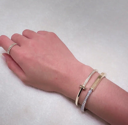 [Hevara Jewelry]LOCK PINK GOLD SILVER DIAMOND BRACELET
