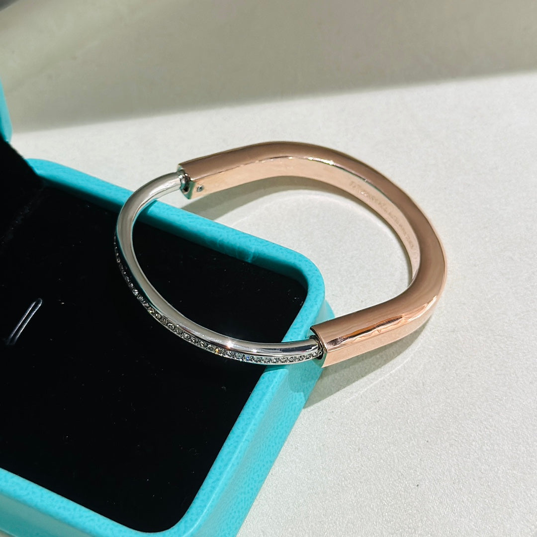 [Hevara Jewelry]LOCK PINK GOLD SILVER DIAMOND BRACELET