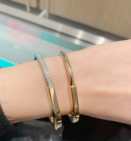 [Hevara Jewelry]LOCK PINK GOLD SILVER DIAMOND BRACELET