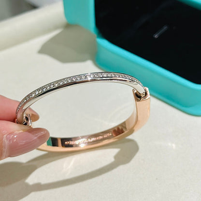 [Hevara Jewelry]LOCK PINK GOLD SILVER DIAMOND BRACELET