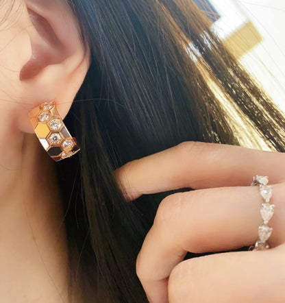 [⭐Hevara Jewelry]BEE LOVE DIAMOND HOOP EARRINGS