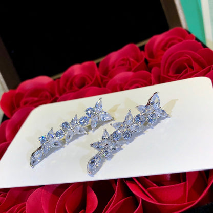 [Hevara Jewelry]VICTORIA SILVER DIAMOND DROP EARRINGS