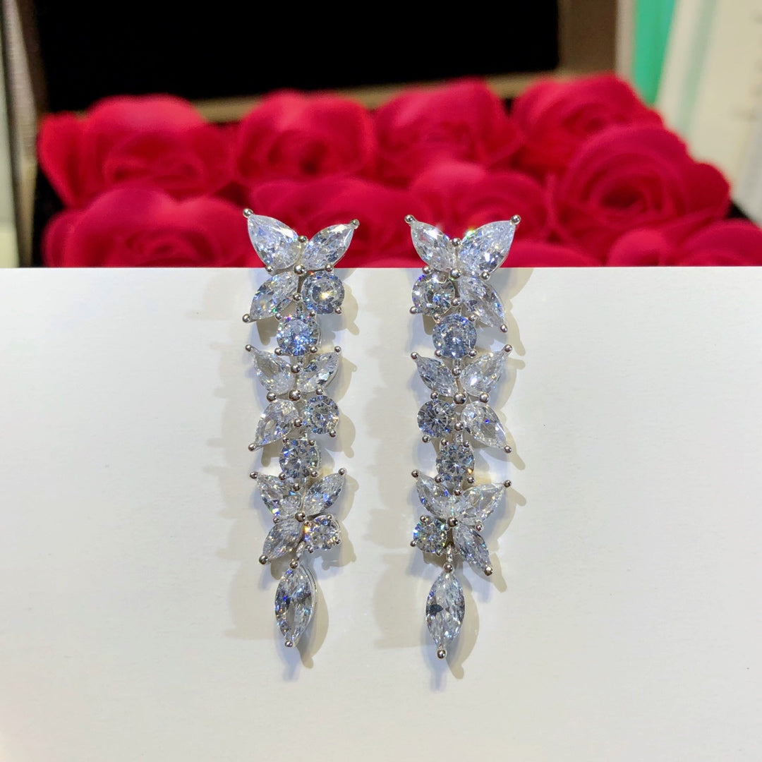 [Hevara Jewelry]VICTORIA SILVER DIAMOND DROP EARRINGS