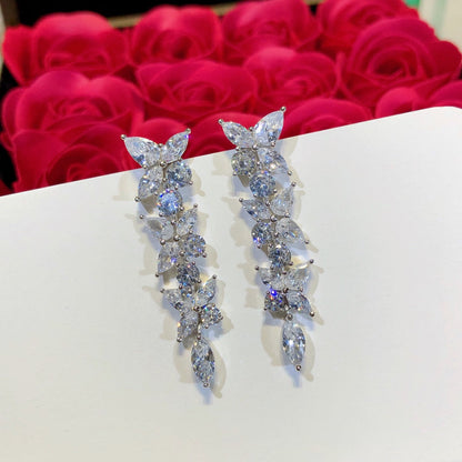 [Hevara Jewelry]VICTORIA SILVER DIAMOND DROP EARRINGS