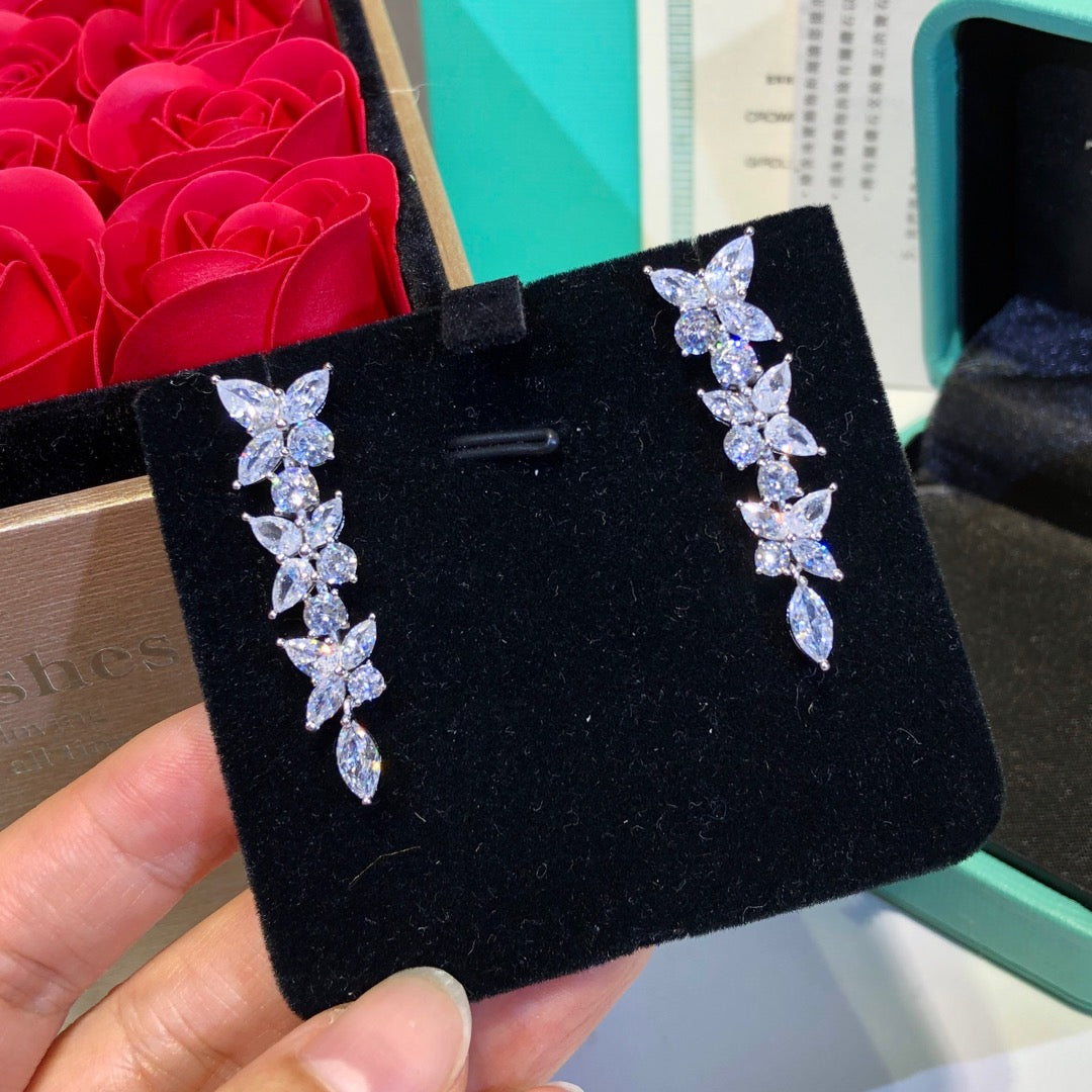 [Hevara Jewelry]VICTORIA SILVER DIAMOND DROP EARRINGS