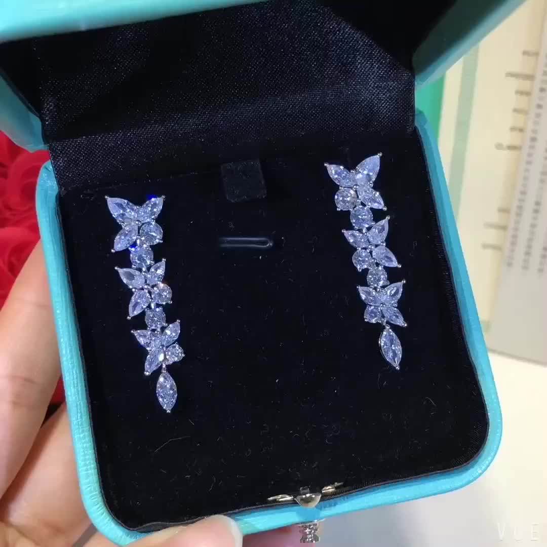 [Hevara Jewelry]VICTORIA SILVER DIAMOND DROP EARRINGS