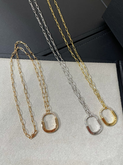 [Hevara Jewelry]LOCK MEDIUM PENDANT DIAMOND NECKLACE