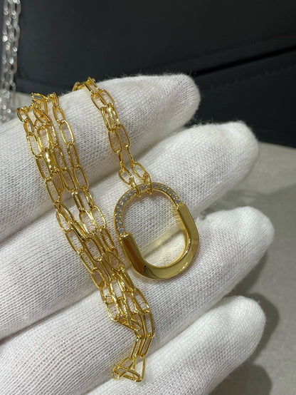 [Hevara Jewelry]LOCK MEDIUM PENDANT DIAMOND NECKLACE