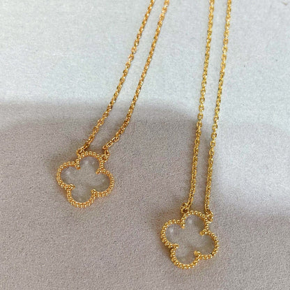 [⭐Hevara Jewelry]CLOVER ROCK CRYSTAL ROSE GOLD NECKLACE