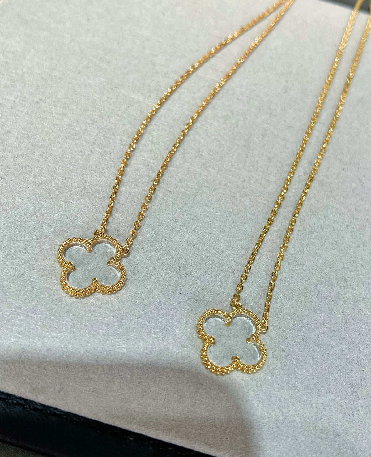 [⭐Hevara Jewelry]CLOVER ROCK CRYSTAL ROSE GOLD NECKLACE