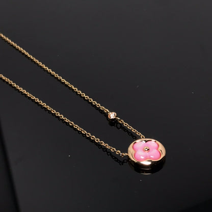 [⭐Hevara Jewelry]COLOR BLOSSOM PINK MOP SUN GOLD NECKLACE