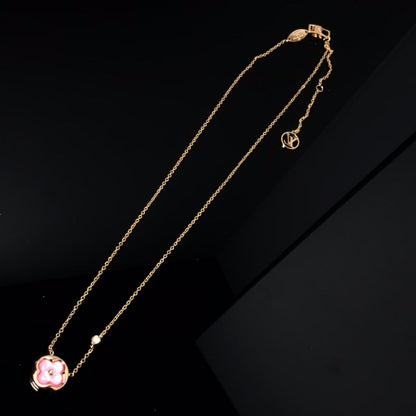 [⭐Hevara Jewelry]COLOR BLOSSOM PINK MOP SUN GOLD NECKLACE