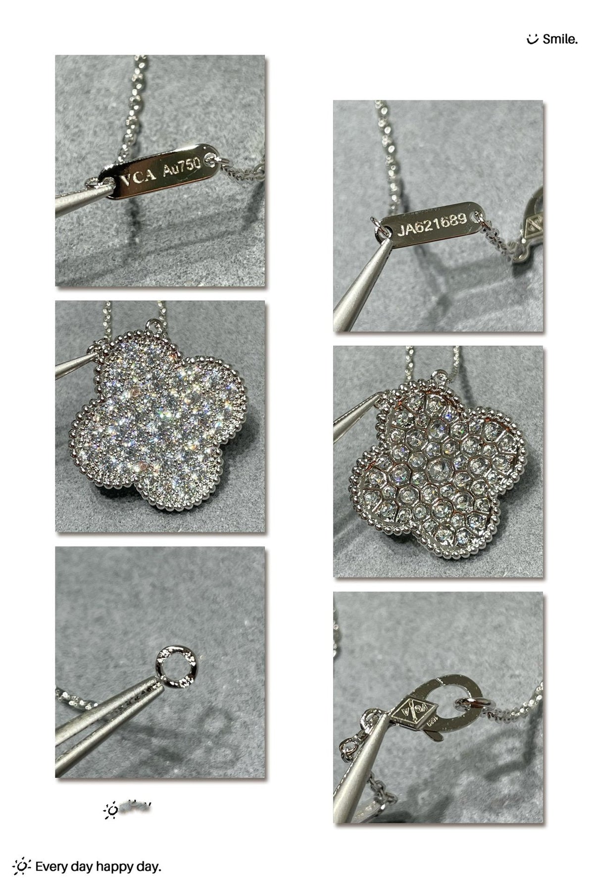 [⭐Hevara Jewelry]CLOVER 25MM LARGE PENDANT DIAMOND PAVED SILVER NECKLACE
