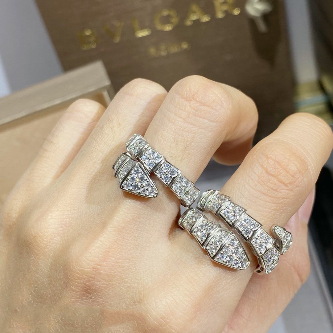 [⭐Hevara Jewelry]SERPENTI RING SILVER DIAMOND PAVED