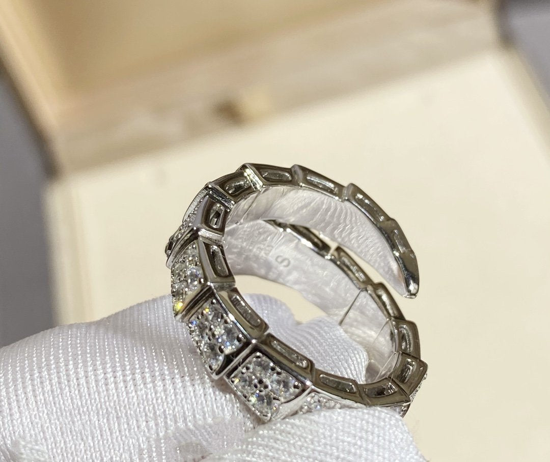 [⭐Hevara Jewelry]SERPENTI RING SILVER DIAMOND PAVED