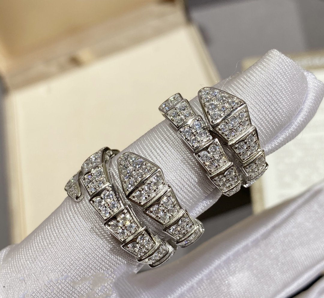 [⭐Hevara Jewelry]SERPENTI RING SILVER DIAMOND PAVED